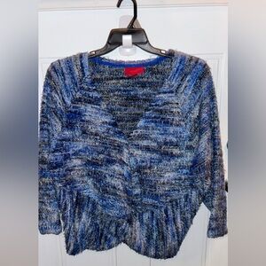 Jennifer Lopez Blue and Gray faux wrap sweater-waist length